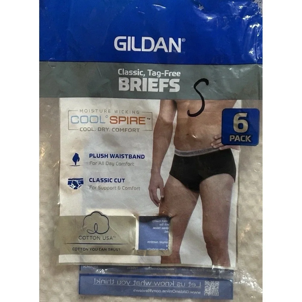 Gildan (6) Pack Men's SMALL NEW Briefs Tagless Black + 2 Different Grey's Cotton